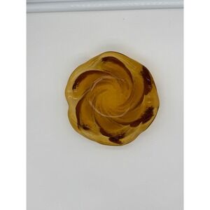 Vintage Fenton MCM Amber Swirl Art Glass 5 inch Ashtray Bowl Candy Dish